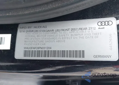 2015 Audi A6 2.0T Premium из США, поврежденный, VIN WAUGFAFC8FN031204